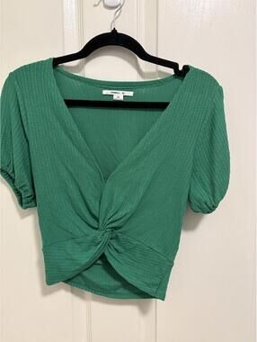 O'Neill Green Knit Twist Front Crop Top XS